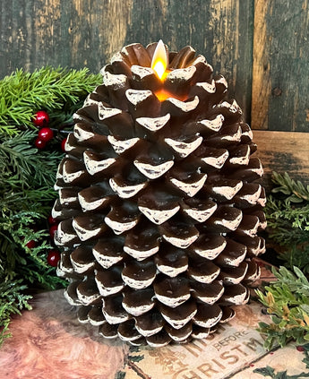 X01 Realistic Flame Candle - Lg Pine Cone