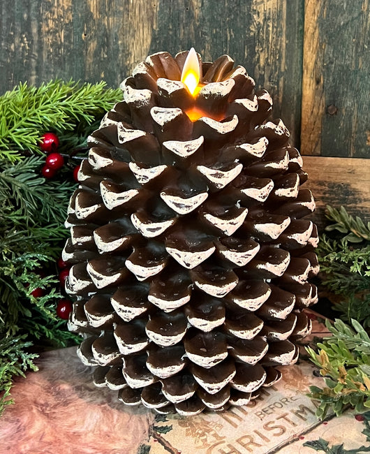 X01 Realistic Flame Candle - Lg Pine Cone