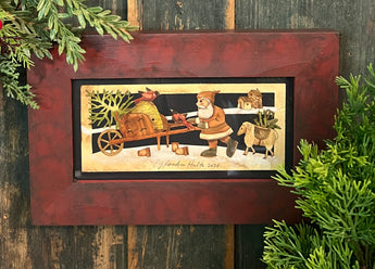 PJH-394 Santa with Wheelbarrow Framed Paper Cutting