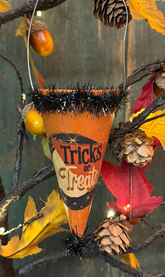 PEN-216 Painted Cone Ornament - Treat or Trick