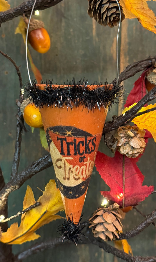 PEN-216 Painted Cone Ornament - Treat or Trick