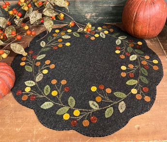 PB-103 Wool Fall Berry Appliqued Mat