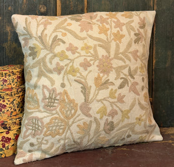 CD-CP-E1 Crewel Pillow - Neutral Floral