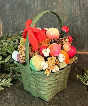 ER-2427 Small Green Basket of Vintage Fruits