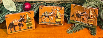GMS-T151 Shooner Redware Santa with Donkey Ornaments