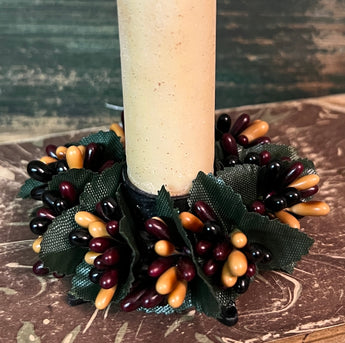 MK-03 Berry Bead Candle Ring - Burgundy & Tan