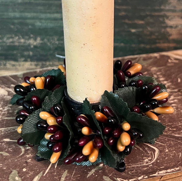 KM-03 Berry Bead Candle Ring - Burgundy & Tan