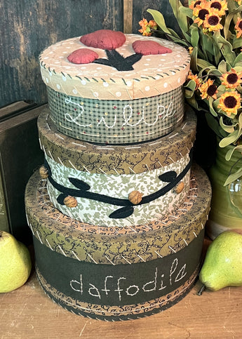 NV-968 Stacking Appliqued Fabric Covered Boxes