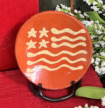 DTS-216 Quilled Flag Redware Plate