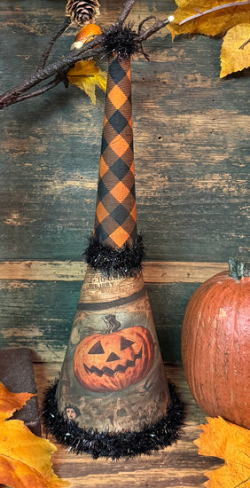 PEN-196 Vintage Paper Covered Party Horn - Jack-O