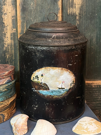 MKM-246 Antique Tin Canister ORIGINAL Painting by MK Moulton