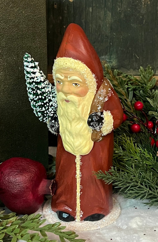 PPT-10 Red Santa Paper Mache Figurine