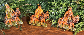 GMS-T126 Shooner Redware Santa on Donkey Ornaments