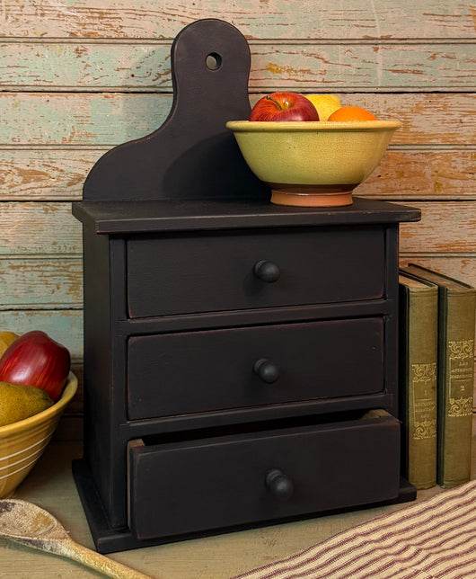 OTC-34B Three Drawer Wood Pantry Box - Black over Red