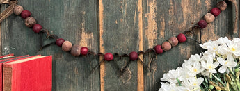 PB-283 Five Antique Metal Hearts Garland