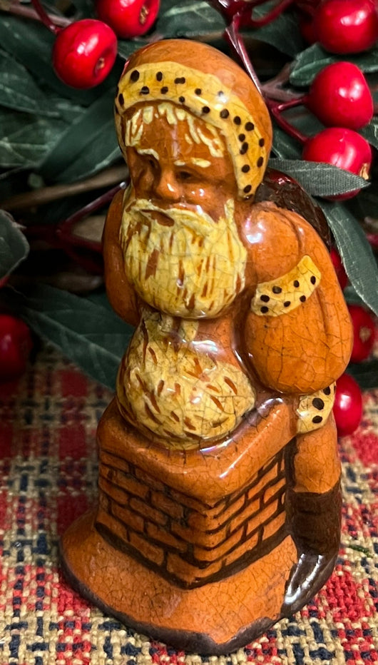GMS-S29B Shooner Redware Santa with Chimney Figurines