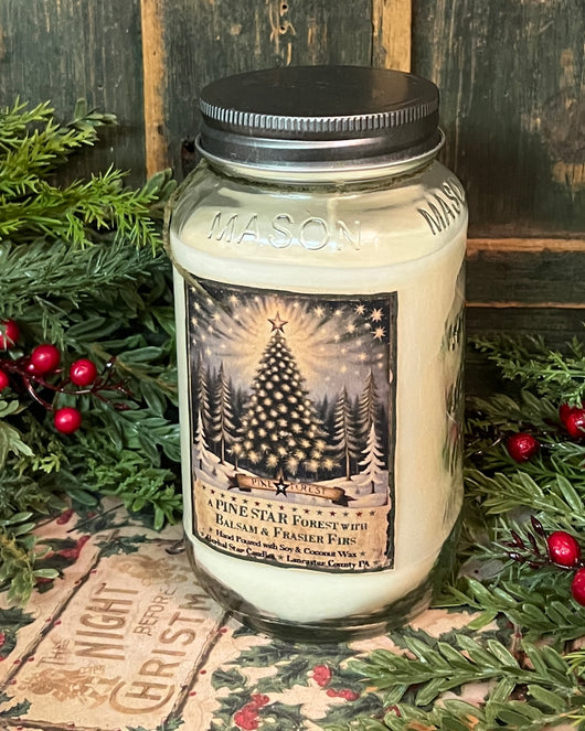 HSC-HC-PS Pine Star Jar Candle - Balsam & Frasier Firs