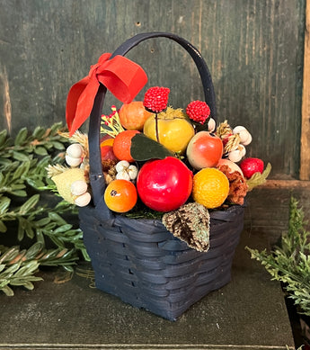 ER-2430 Small Blue Basket of Vintage Fruits