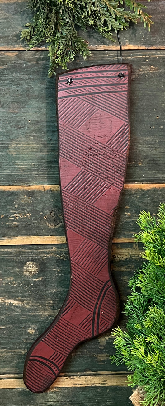 MA-25C Large Wood Combed Hanging Stocking