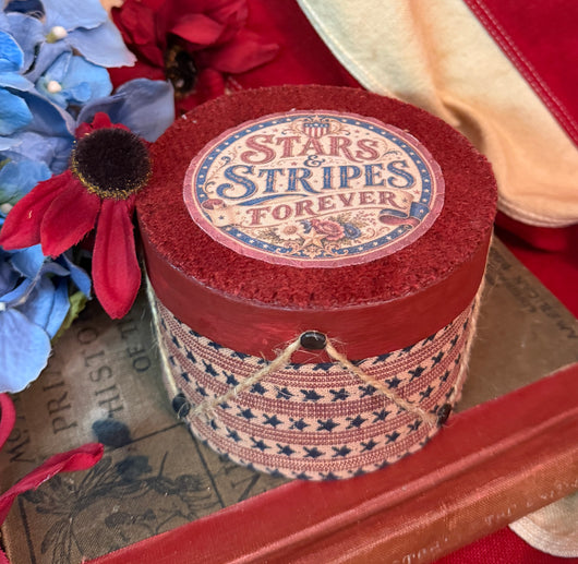 PB-679 Americana Drum Fabric & Wool Covered Box - Red