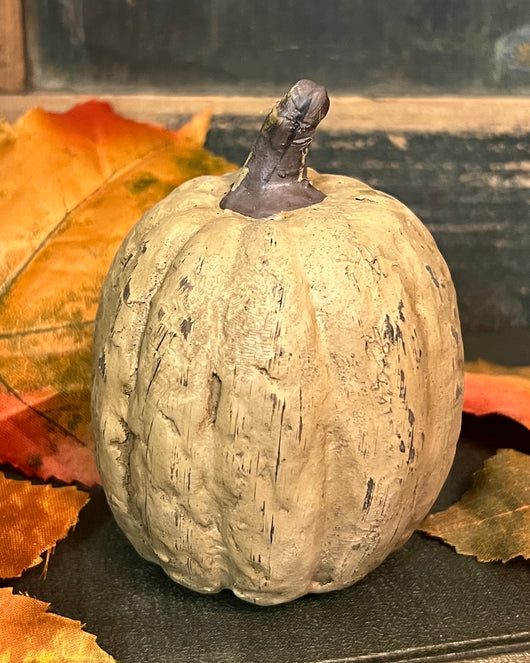 RA-152 Small Tall Beige Paper Mache Pumpkin