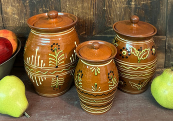 SJP-3RC3 Simple slip Redware Canister - Set of 3