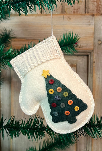 NG-225A Wool Mitten Ornament - Tree with Pennies