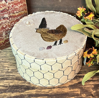 DD-248 Embroidered Chicken on Paper Covered Box