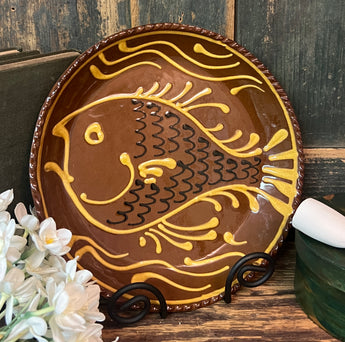 FF-23 Redware Plate with Fish