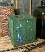 MA-GW Wood Luminary with Lights - Green Woodland