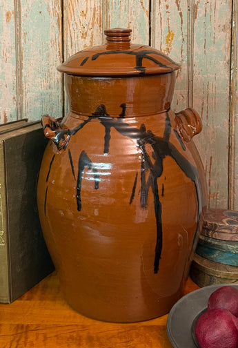 NV-1151 Large Mottled Redware Canister