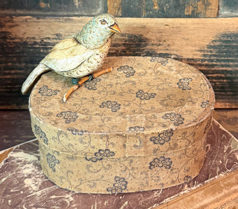 HF-18 Aged Fabric Covered Paper Mache Box
