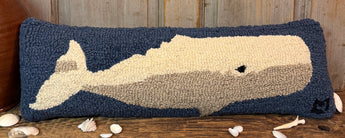 C4C-16 White Whale Long Wool Hooked Pillow