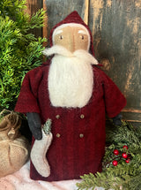 EC-29R Santa in Red Wool Coat with Stocking