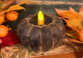 PB-194 Darkened Beeswax Pumpkin with Tea Light