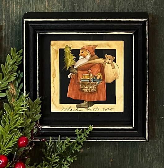 PJH-401 Santa with Basket Framed Paper Cutting