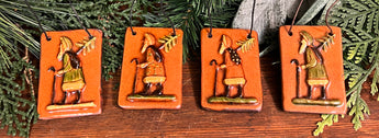 GMS-T113 Shooner Redware Santa with Cane Ornaments