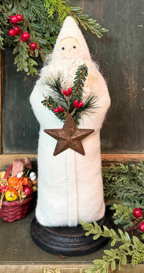 NG-243D Belsnickel in White Wool Coat with Tin Star