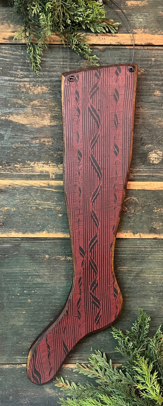 MA-25F Large Wood Combed Hanging Stocking