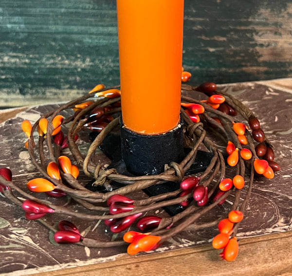 KM-11 Berry Bead Candle Ring - Orange & Brown
