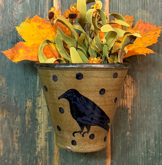 CC-2500 Pottery Wall Pocket - Crow & Dots