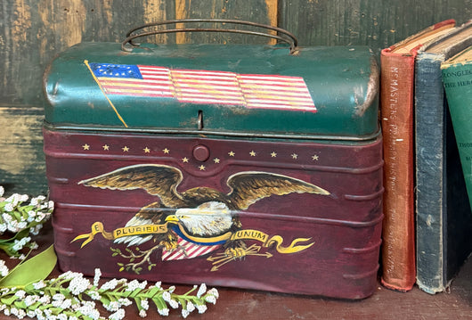 TPA-15 Hand-painted ‘Eagle & Flag’ on Antique Tin Lunchbox