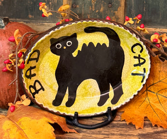 KS-79 'Bad Cat' Redware Oval Tray