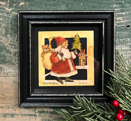 PJH-260 Santa with Tree Framed Paper Cutting