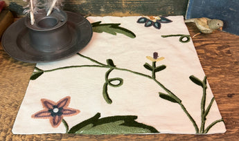 CD-CM-C10C Antique Crewel Candle Mat - Salmon Flower