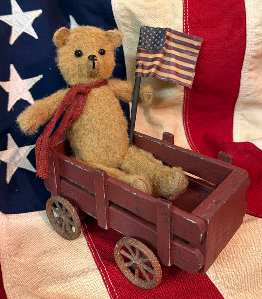 PPP-28 Americana Tan Bear Sitting in Wagon