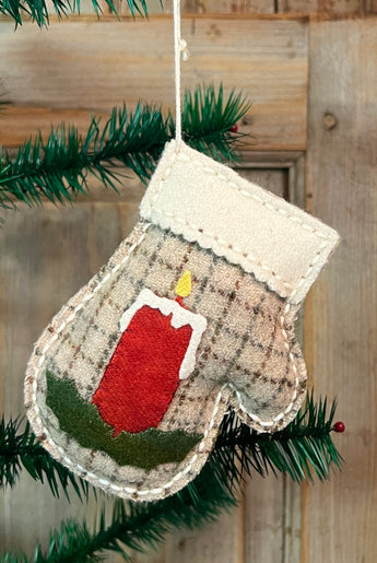 NG-225C Wool Mitten Ornament - Candle