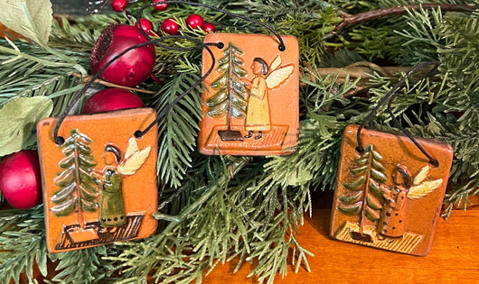 GMS-T135 Shooner Redware Angel with Tree Ornaments