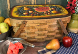 NV-944 Hand-painted "Fruit" Tole Painted Picnic Basket