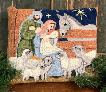 PH-138 Nativity Wool Hooked Pillow